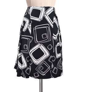 Fun Vintage Y2K 90's KNIT CHIC Black White Print Skirt 8